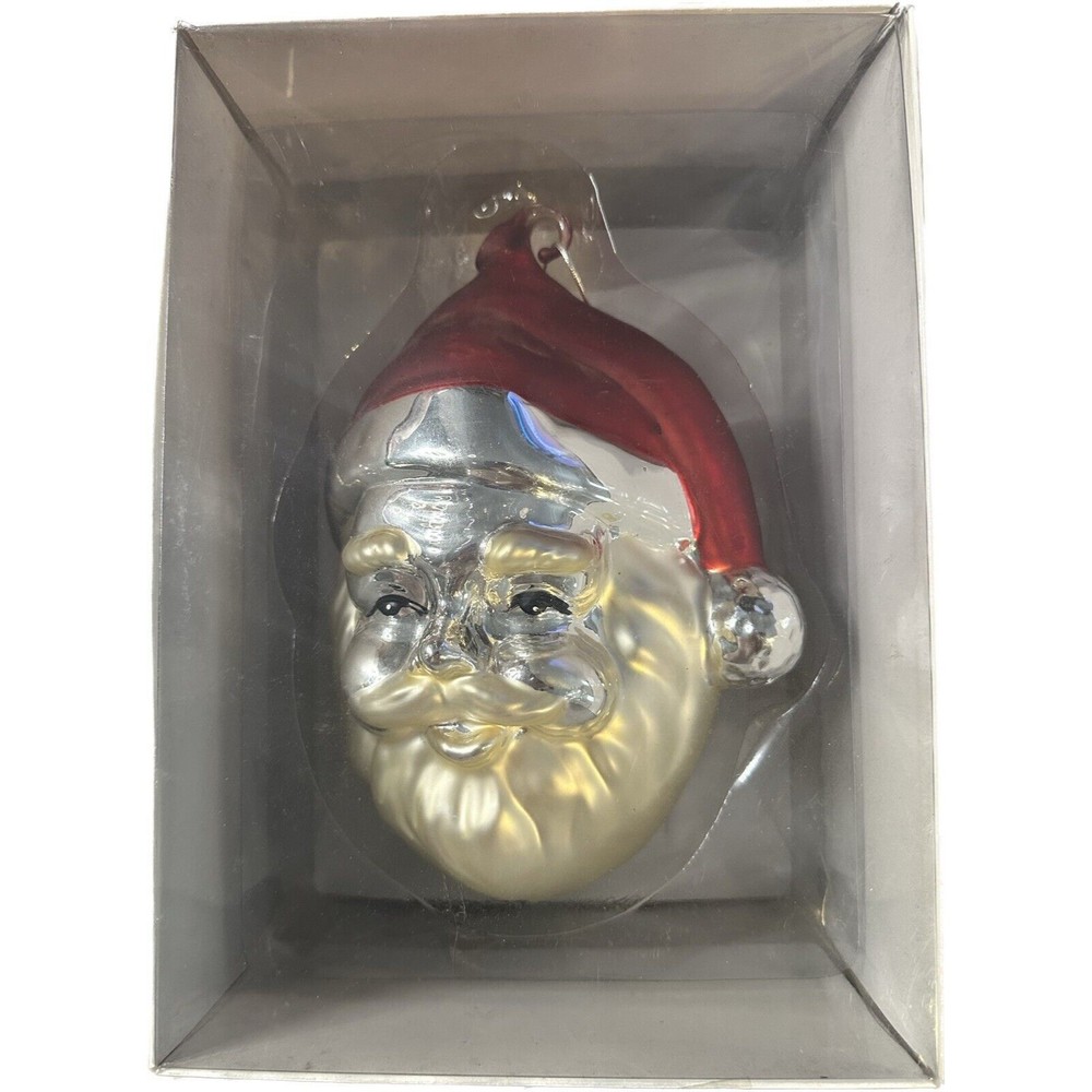 Vtg Retired Department 56 Jumbo Mercury Glass Christmas Santa Claus Ornament 8"